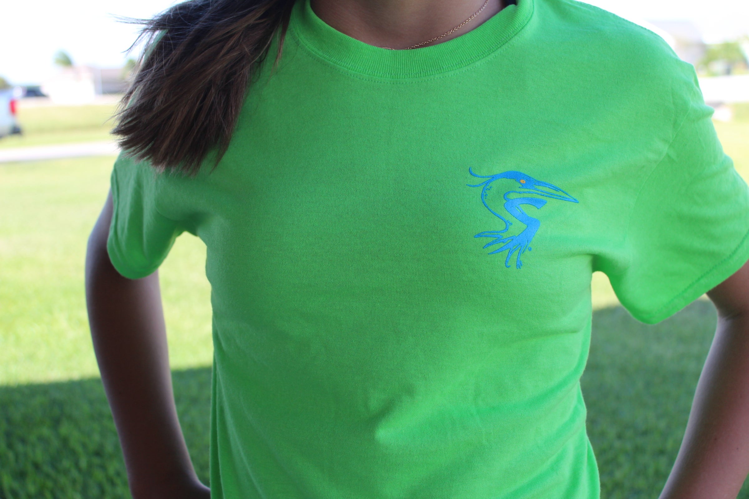 Lime green and blue hotsell shirt